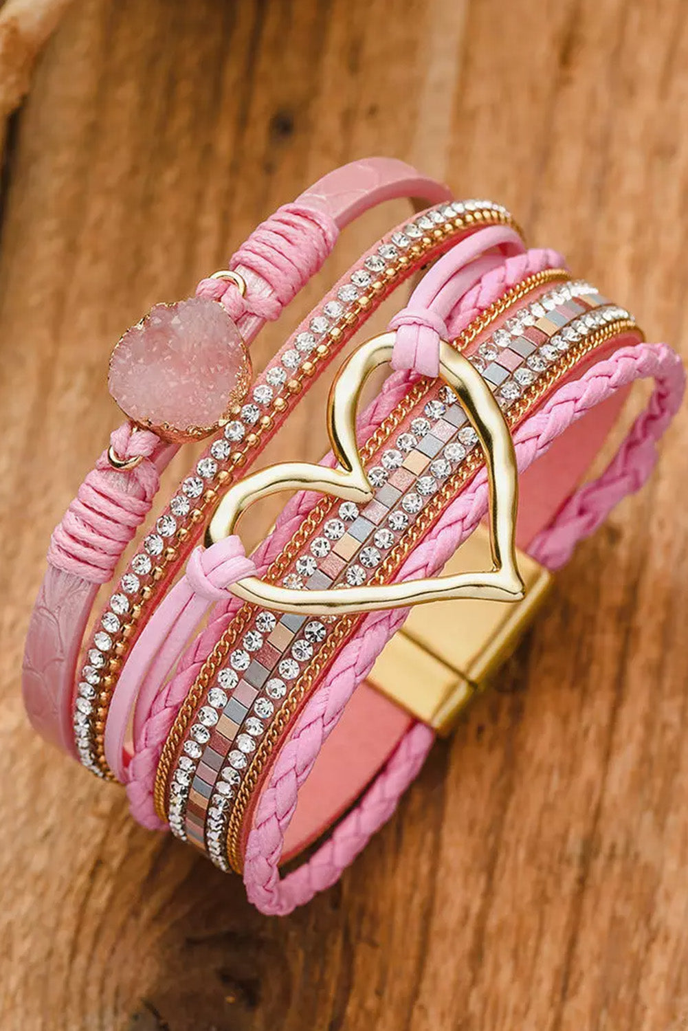 Bohemian Heart Rhinestone Magnetic Buckle BraceletĀ DAME BOHEME