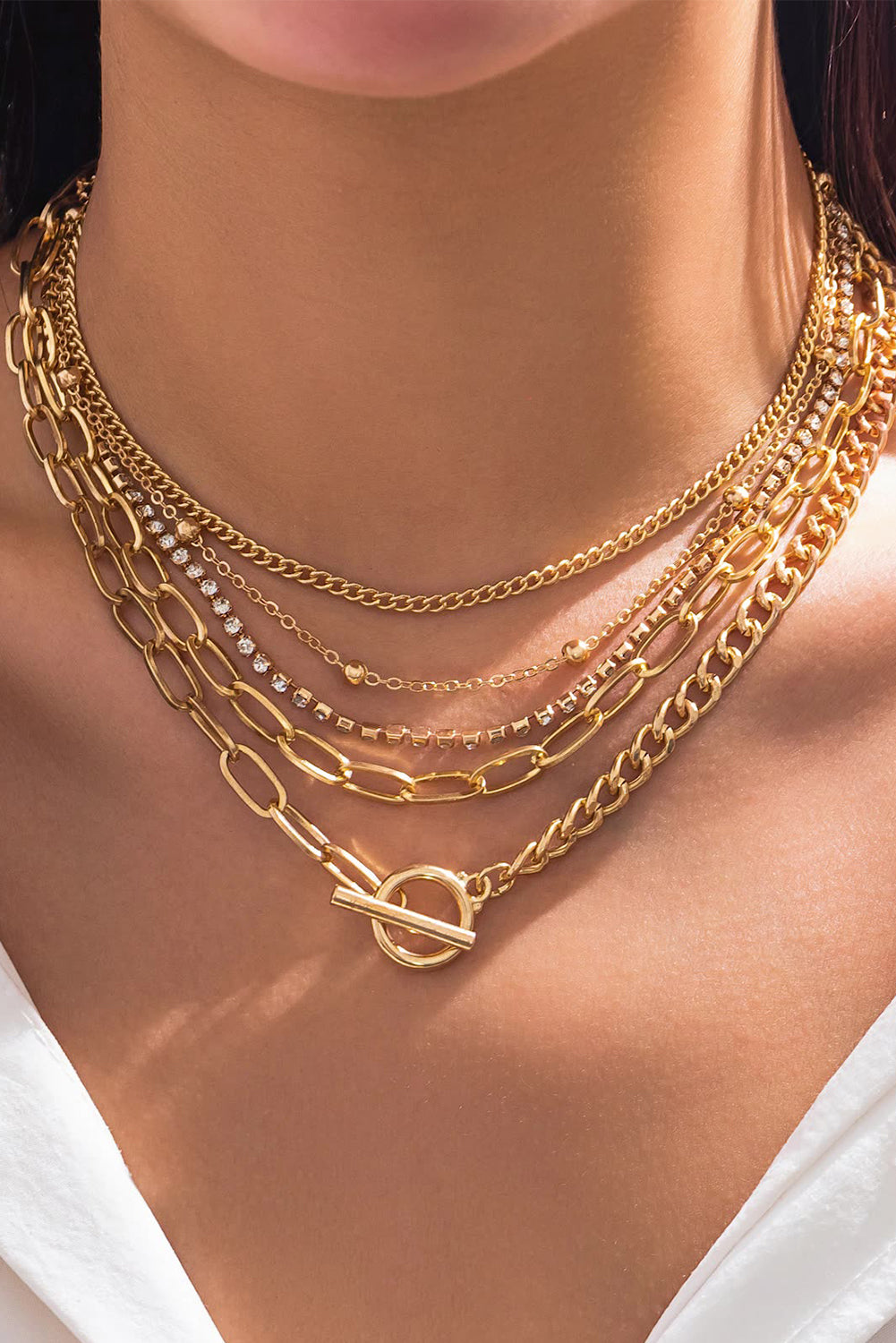 5pcs Layered Chain Collarbone Necklaces Set DAME BOHEME