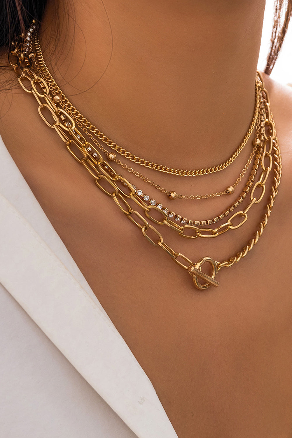 5pcs Layered Chain Collarbone Necklaces Set DAME BOHEME