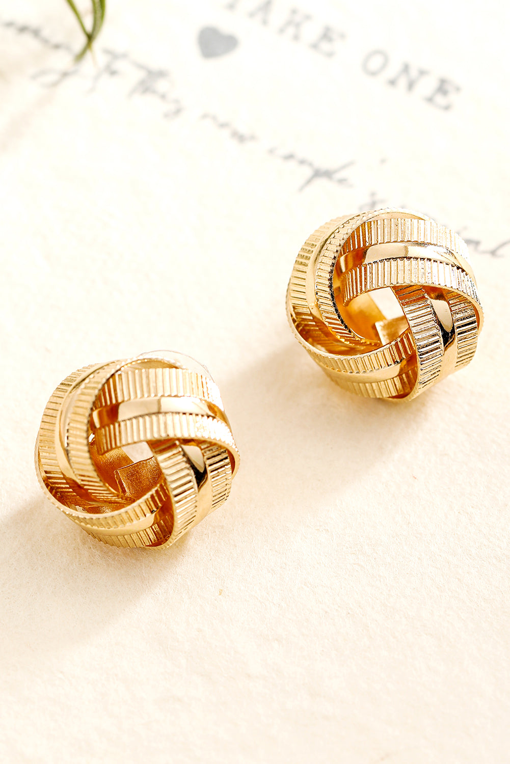Gold Textured Knot Stud Earrings DAME BOHEME