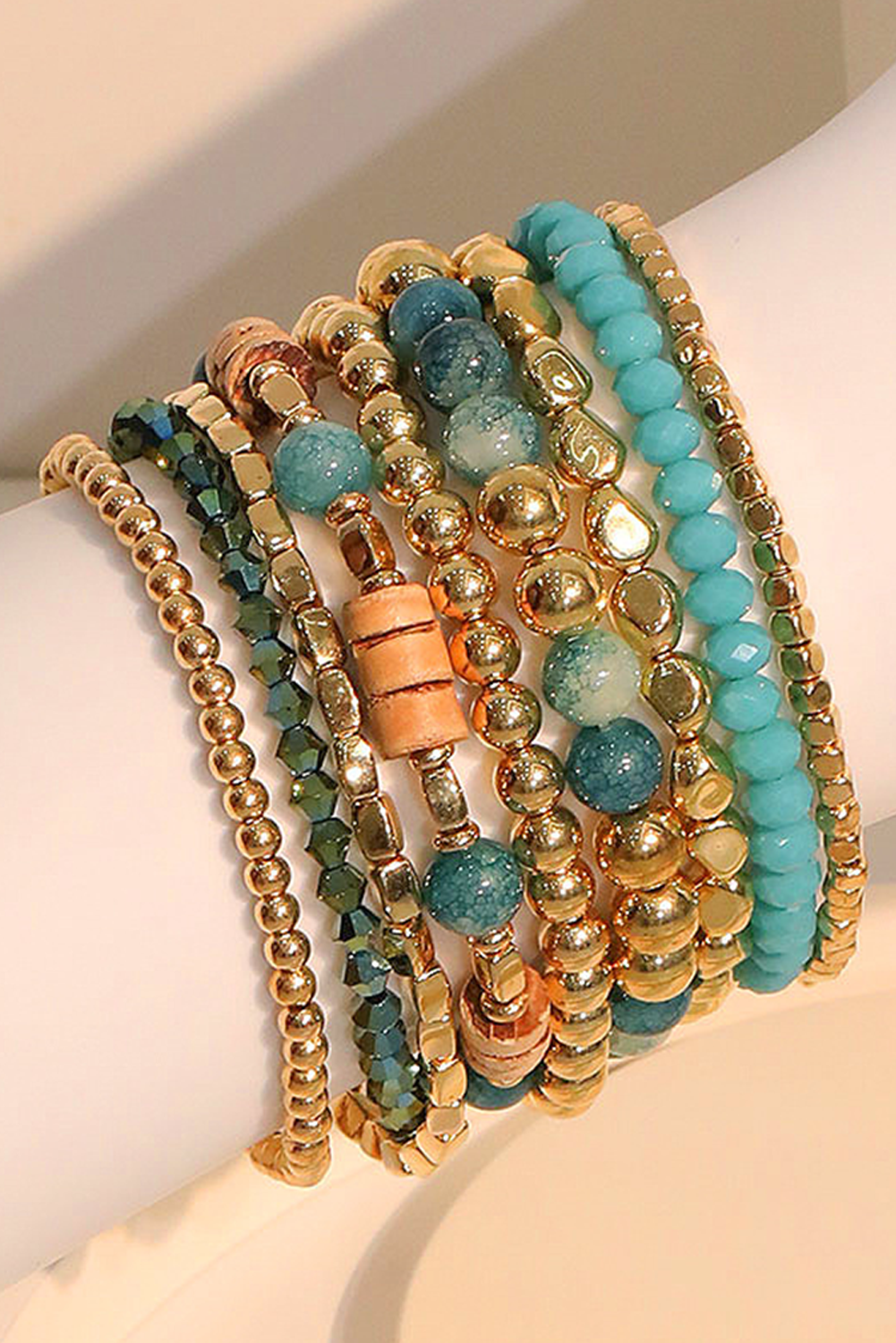Boho Beaded Multi Layer Elastic Bracelet Set DAME BOHEME