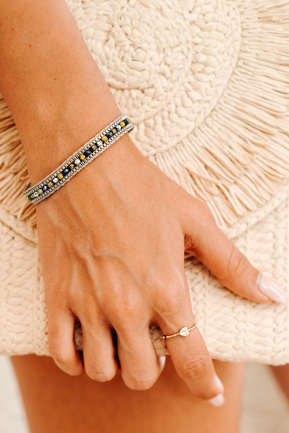 Adjustable Draw-cord Crystal Beading Bracelet DAME BOHEME