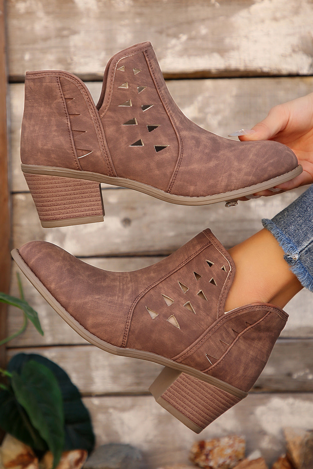 Quinn Cut Out Suede Ankle Boots DAME BOHEME