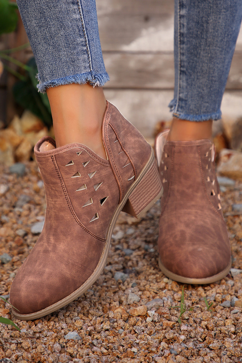 Quinn Cut Out Suede Ankle Boots DAME BOHEME