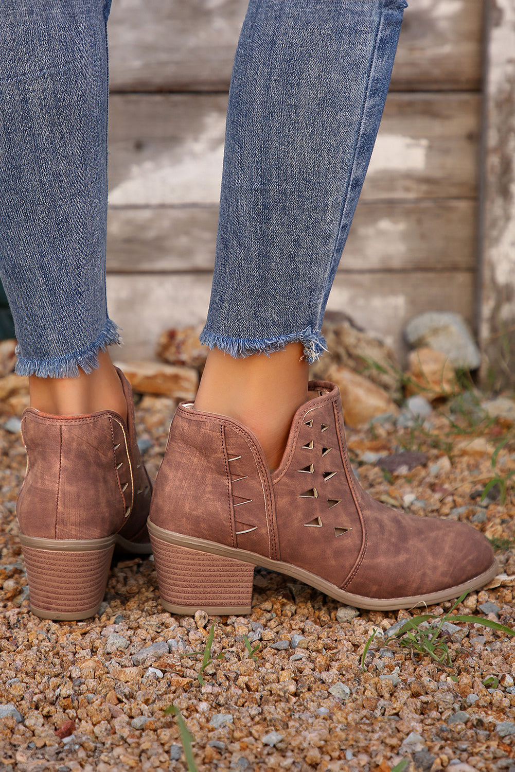 Quinn Cut Out Suede Ankle Boots DAME BOHEME