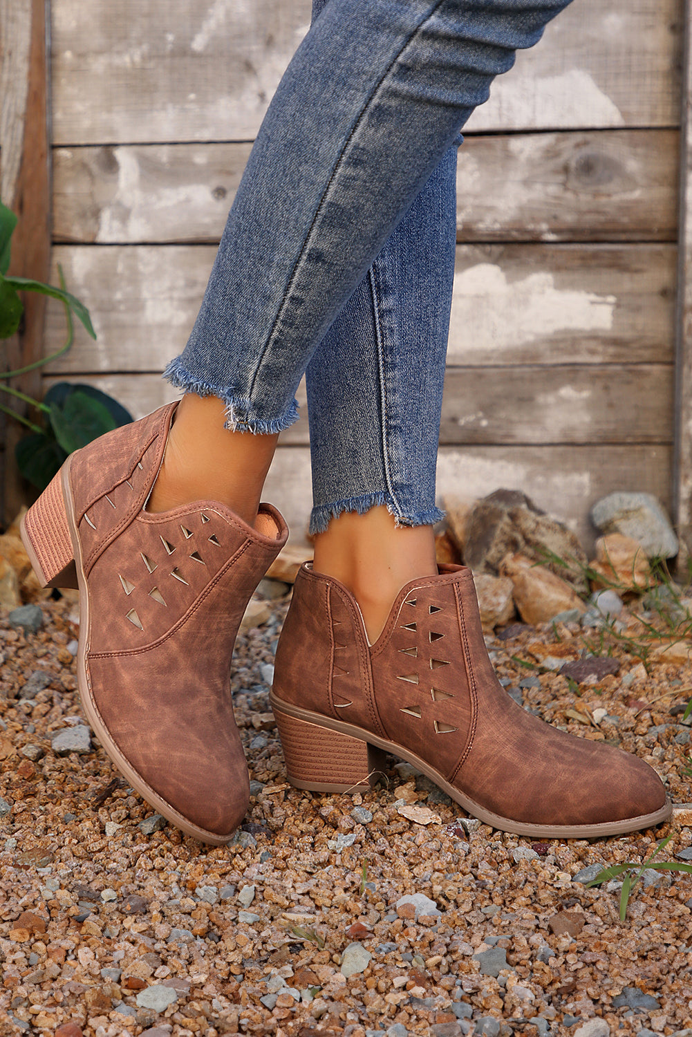 Quinn Cut Out Suede Ankle Boots DAME BOHEME