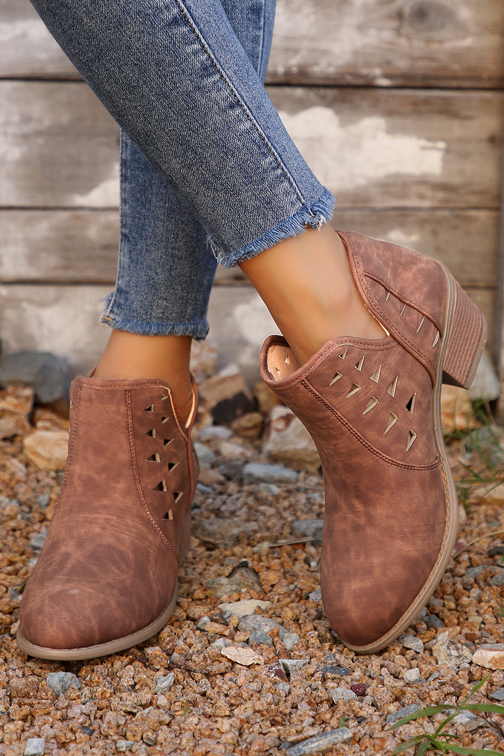 Quinn Cut Out Suede Ankle Boots DAME BOHEME