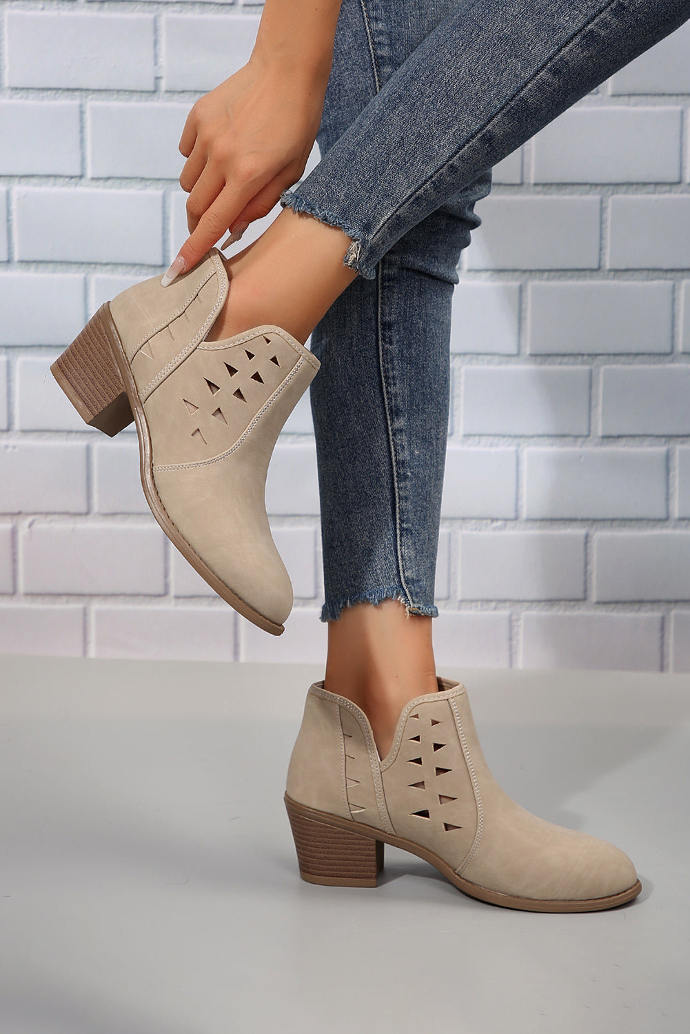 Quinn Cut Out Suede Ankle Boots DAME BOHEME