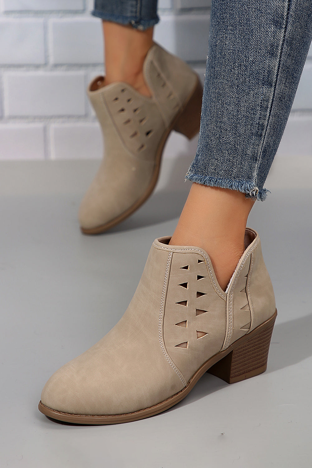 Quinn Cut Out Suede Ankle Boots DAME BOHEME