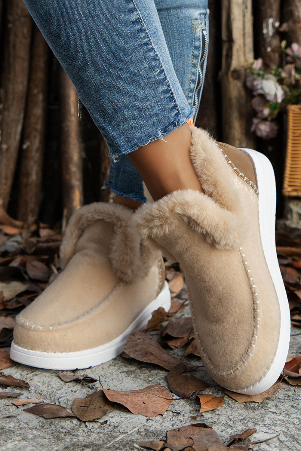 Anna Suede Stitching Plush Lined Anklet Boots DAME BOHEME