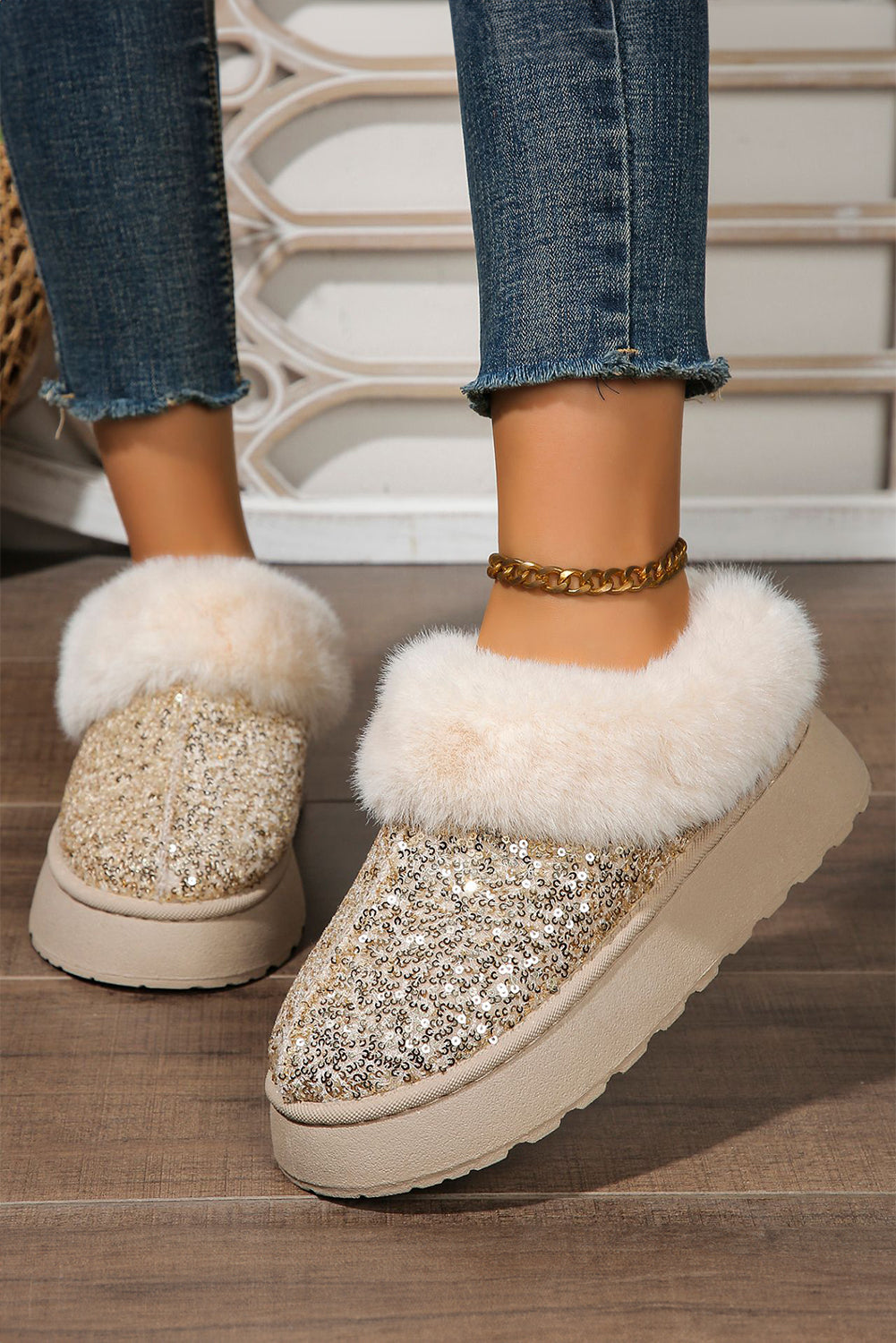 Lucia Sequin Thick Sole Snow Boots DAME BOHEME