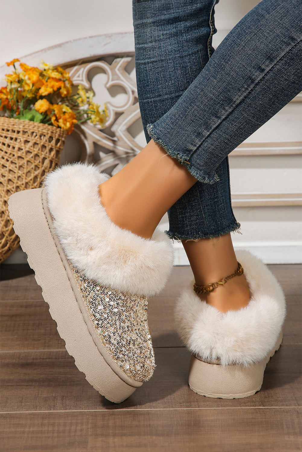 Lucia Sequin Thick Sole Snow Boots DAME BOHEME