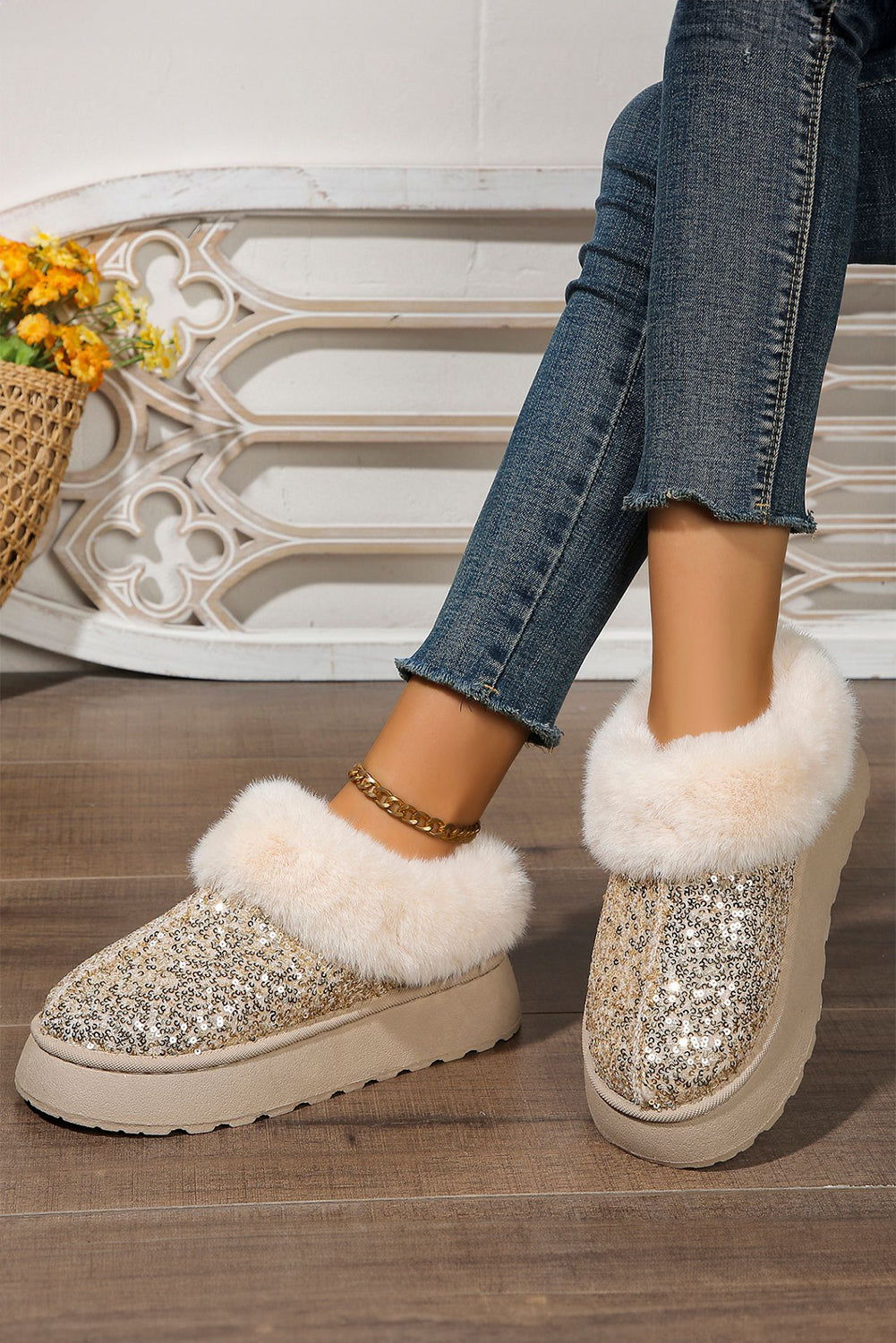 Lucia Sequin Thick Sole Snow Boots DAME BOHEME