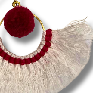 Half Moon Tassel Earrings Boho Cotton Fringe Earrings Fair Trade - Thailand DAME BOHEME