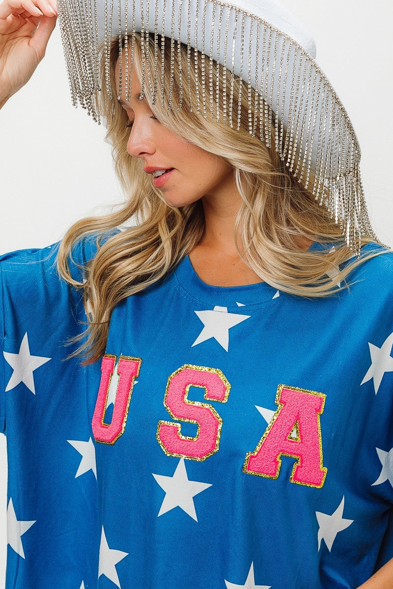 BiBi Fourth Of July Star Knit T-Shirt Trendsi