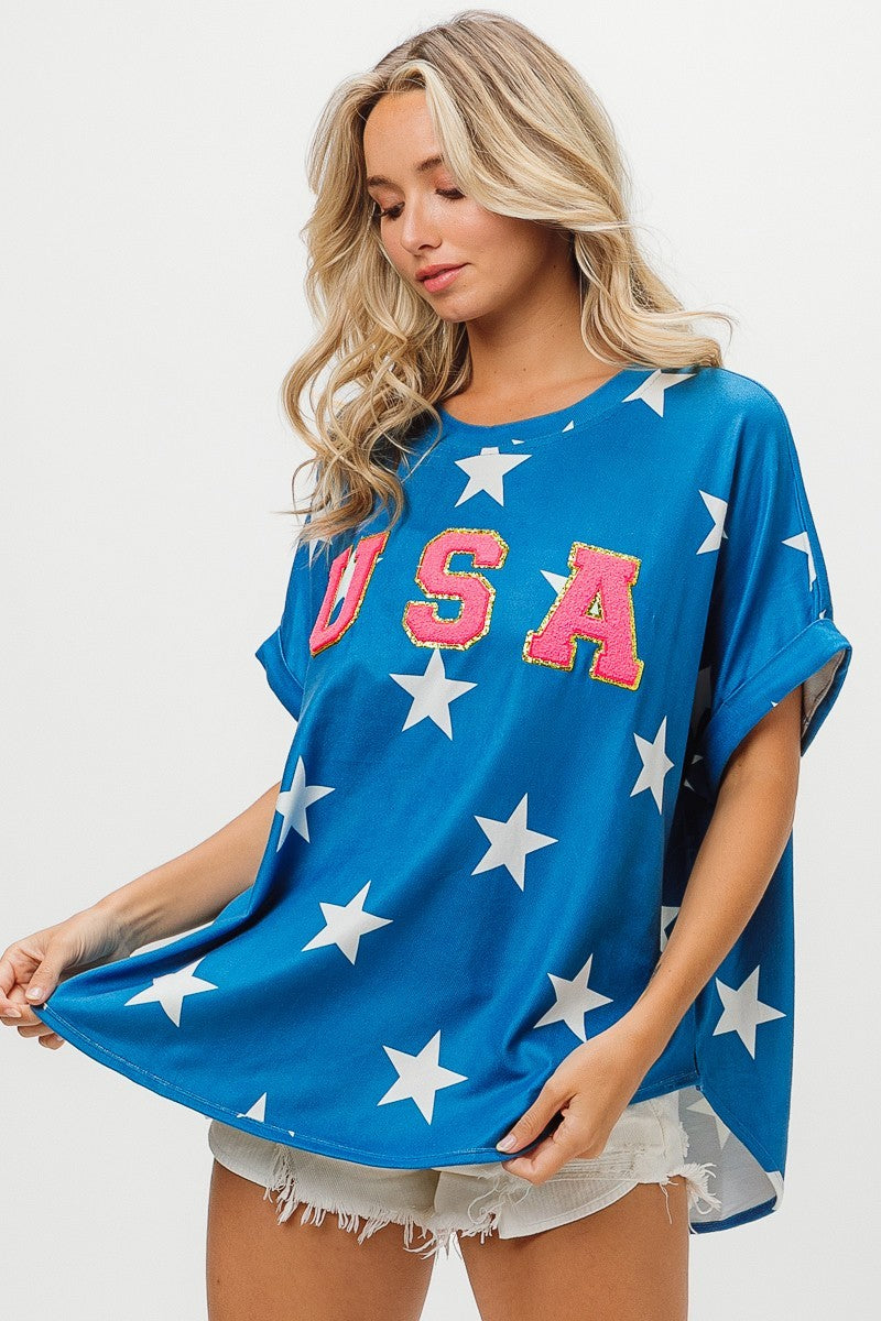 BiBi Fourth Of July Star Knit T-Shirt Trendsi
