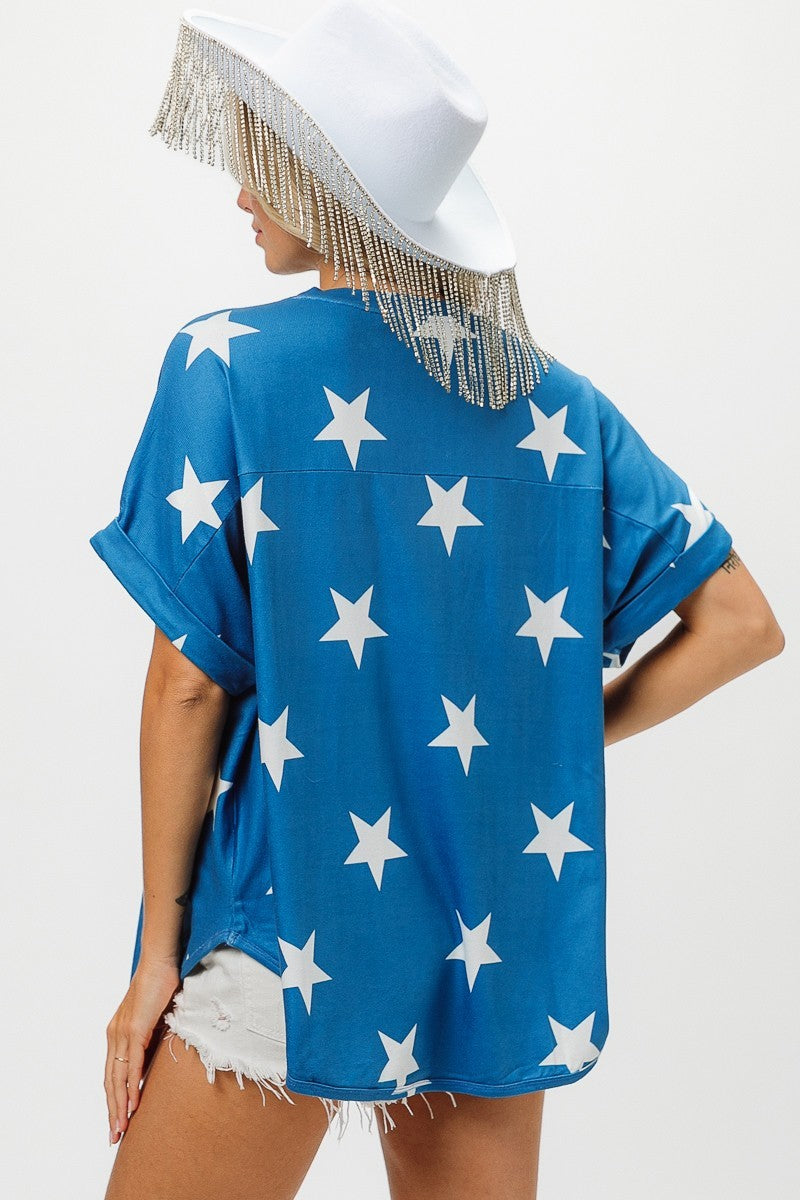 BiBi Fourth Of July Star Knit T-Shirt Trendsi