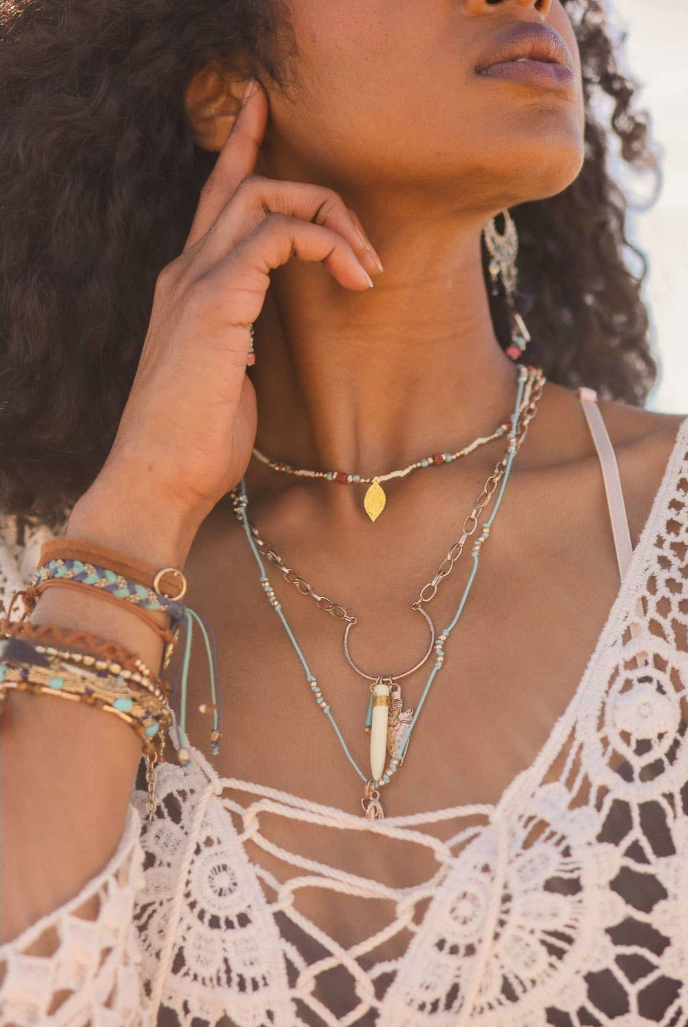 Bohemian Chic Faux Tusk & Horn Necklace 🐘 | Rustic Gold Faux Animal Inspired DAME BOHEME