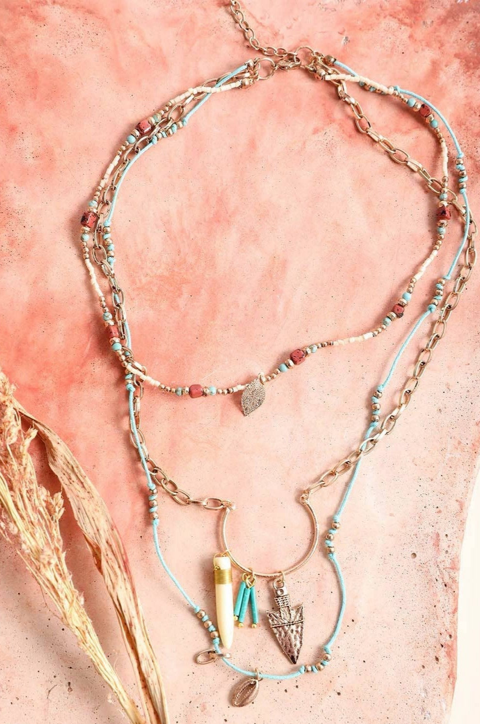 Bohemian Chic Faux Tusk & Horn Necklace 🐘 | Rustic Gold Faux Animal Inspired DAME BOHEME