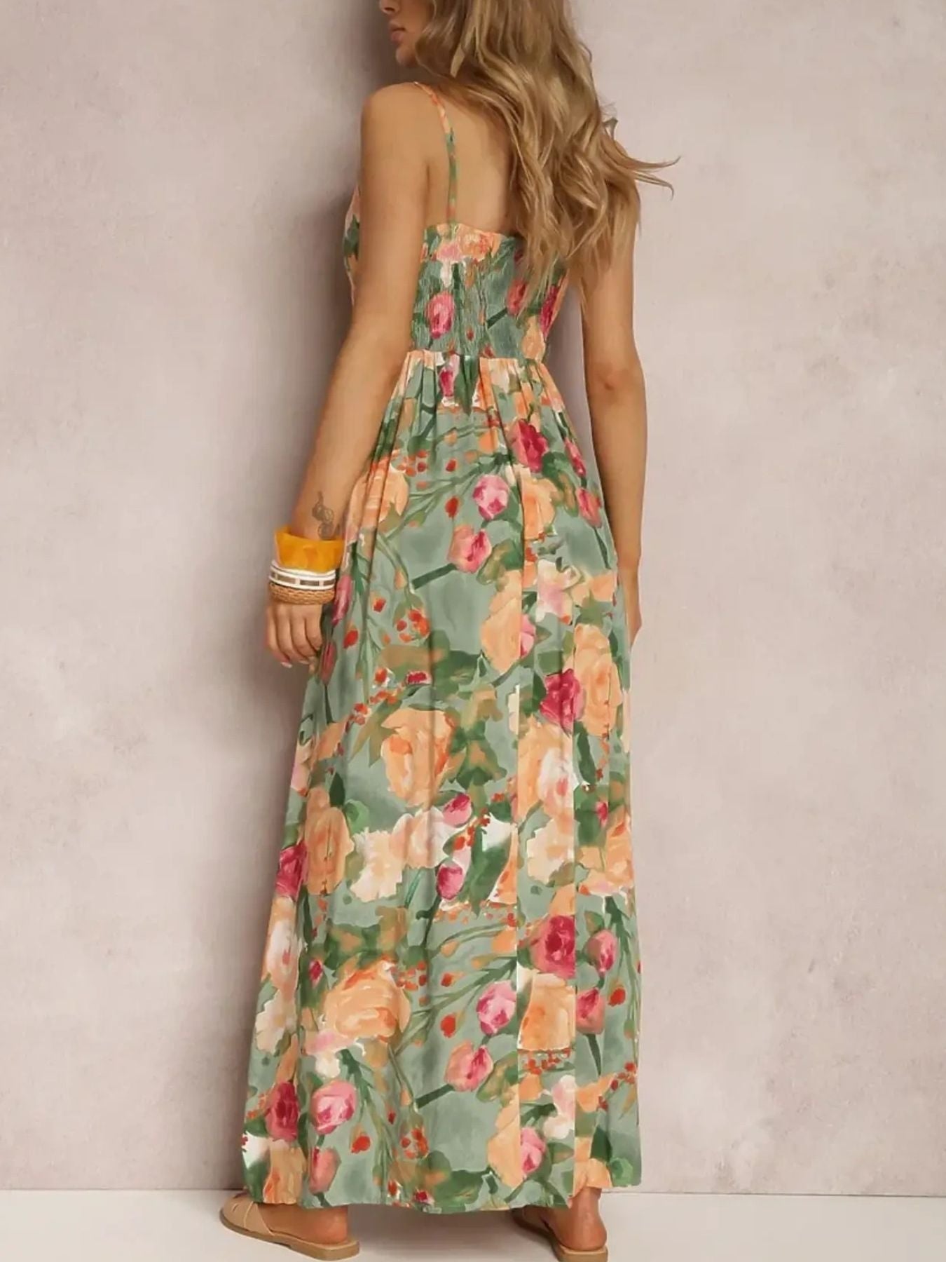 Floral Print Surplice Spaghetti Strap Maxi Dress Trendsi