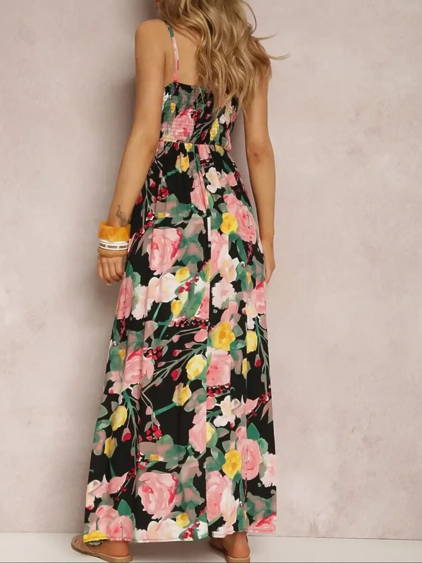 Floral Print Surplice Spaghetti Strap Maxi Dress Trendsi