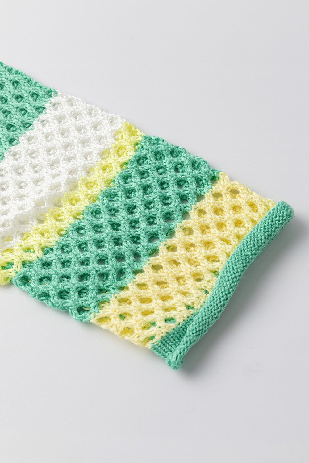Colorblock Striped Hollow Knitted Top SHEWIN INC.