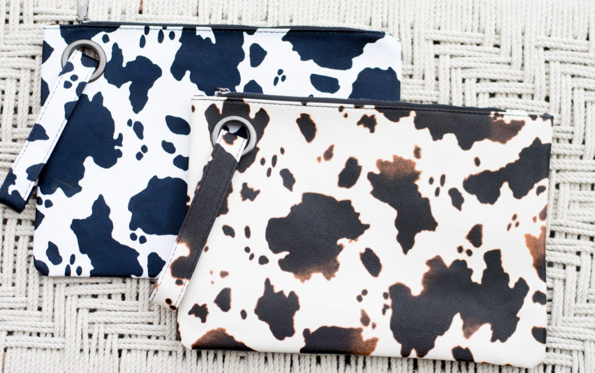 Cow Print Oversized Vegan PU Leather Everyday Clutch Aili's Corner