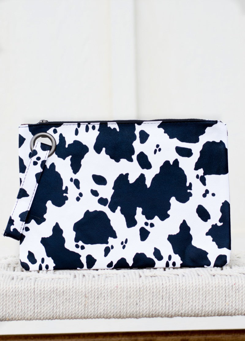 Cow Print Oversized Vegan PU Leather Everyday Clutch Aili's Corner