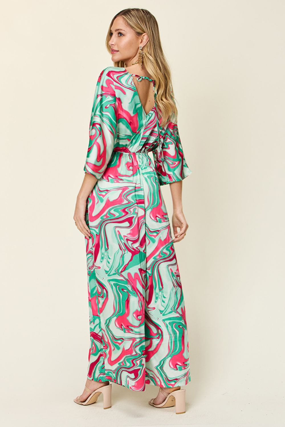 Double Take Full Size Half Sleeve Wide Leg Jumpsuit Trendsi