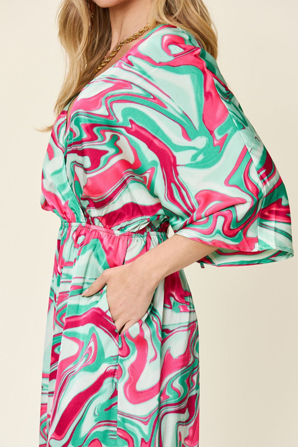 Double Take Full Size Half Sleeve Wide Leg Jumpsuit Trendsi
