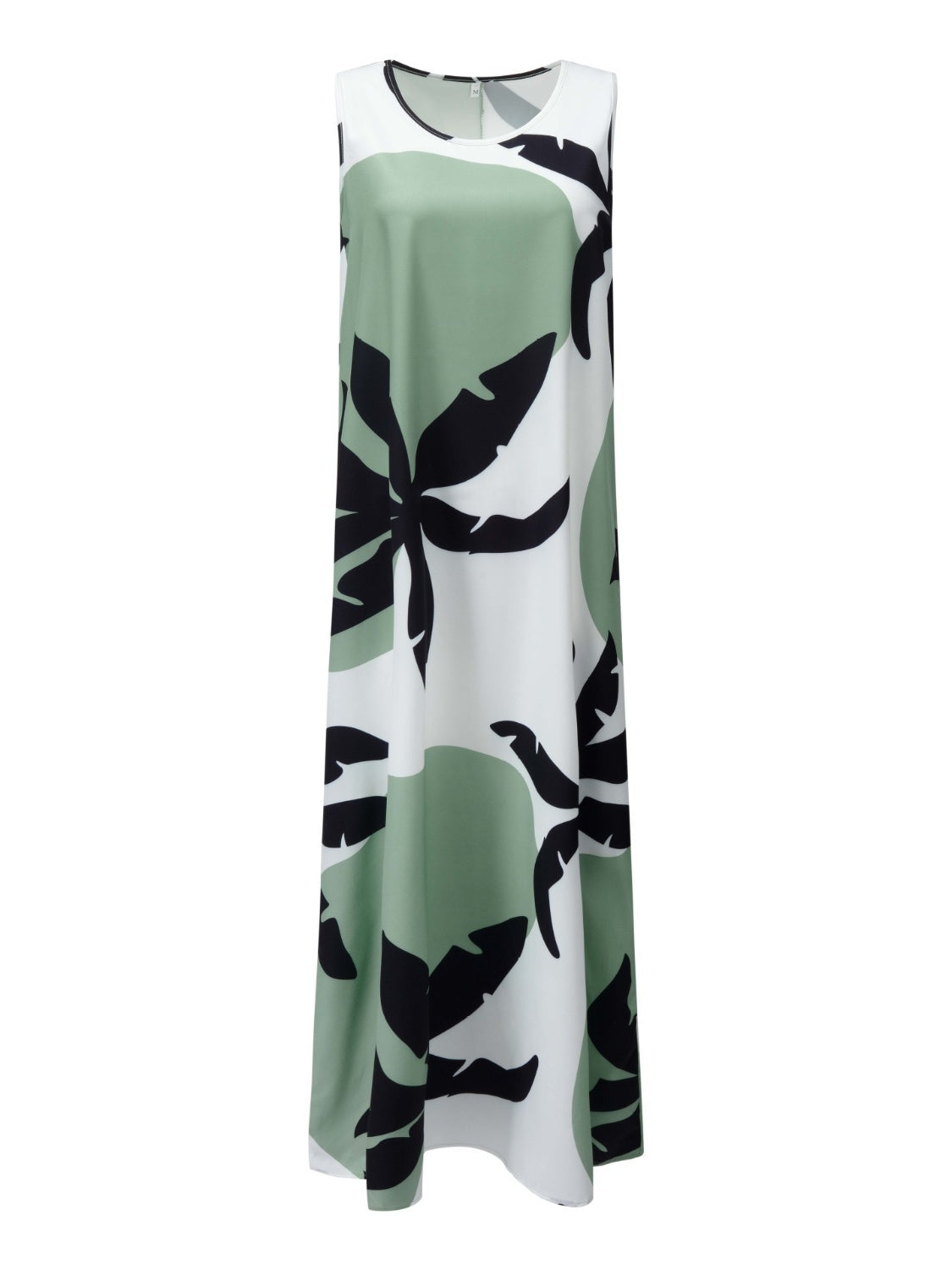 Printed Round Neck Tank Maxi Dress Plus Size DAME BOHEME