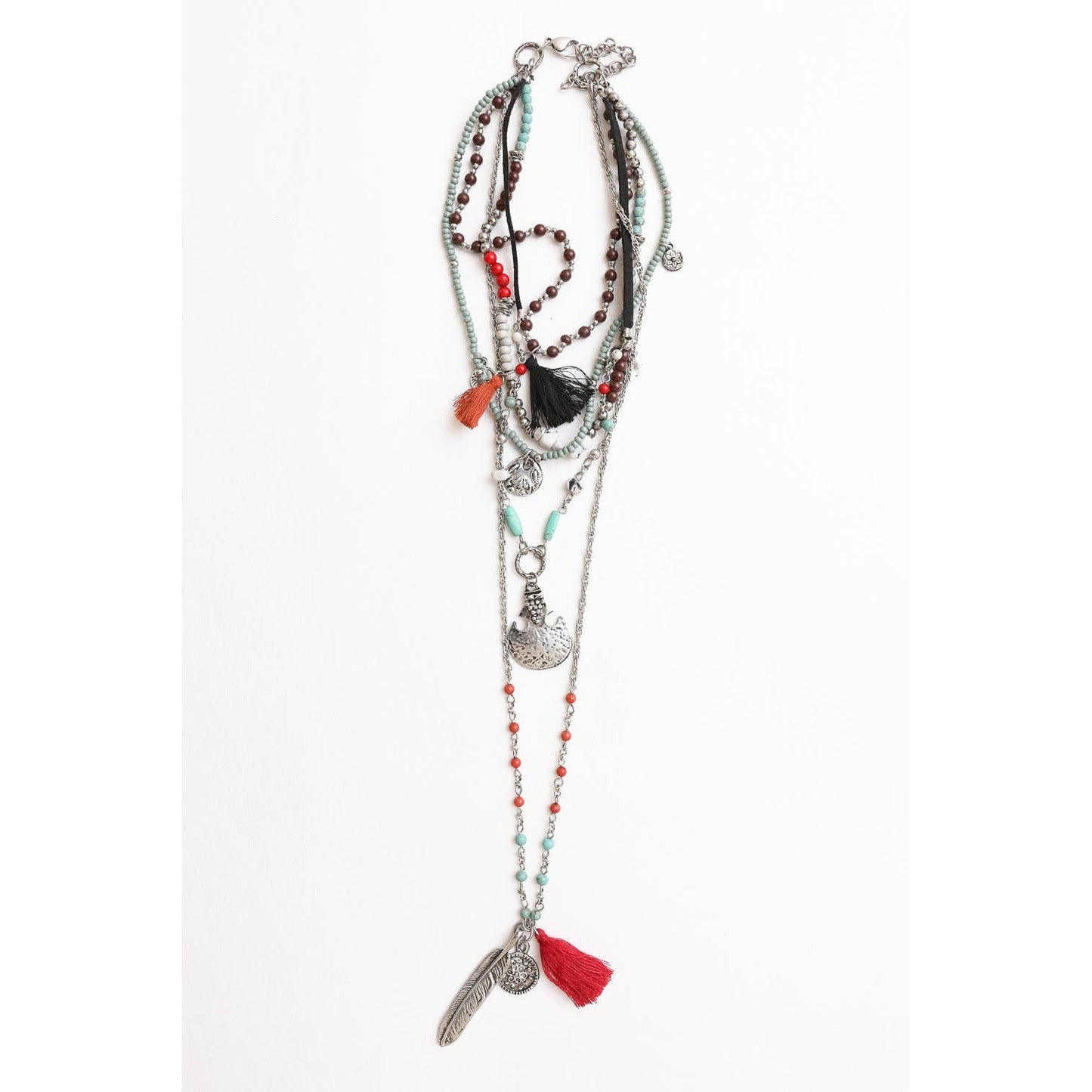 Feather Fringe Multi-Layered Necklace | Handmade Bohemian Style DAME BOHEME