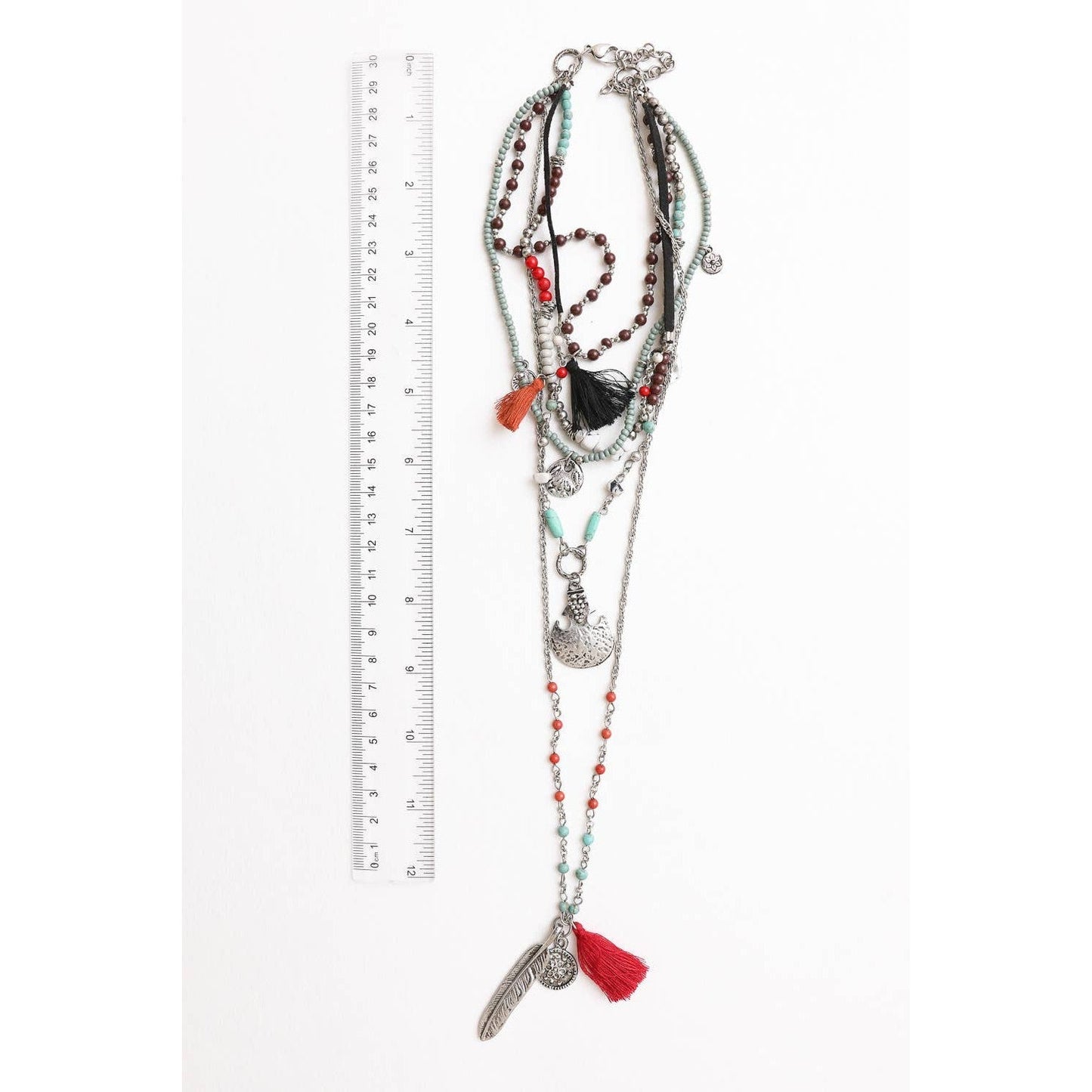 Feather Fringe Multi-Layered Necklace | Handmade Bohemian Style DAME BOHEME