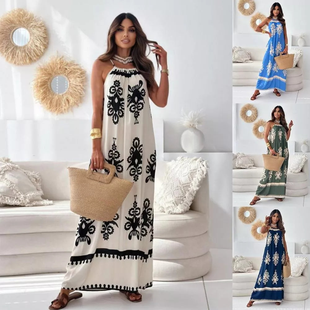 Bohemian Printed Spaghetti Strap Sleeveless Maxi Dress Trendsi