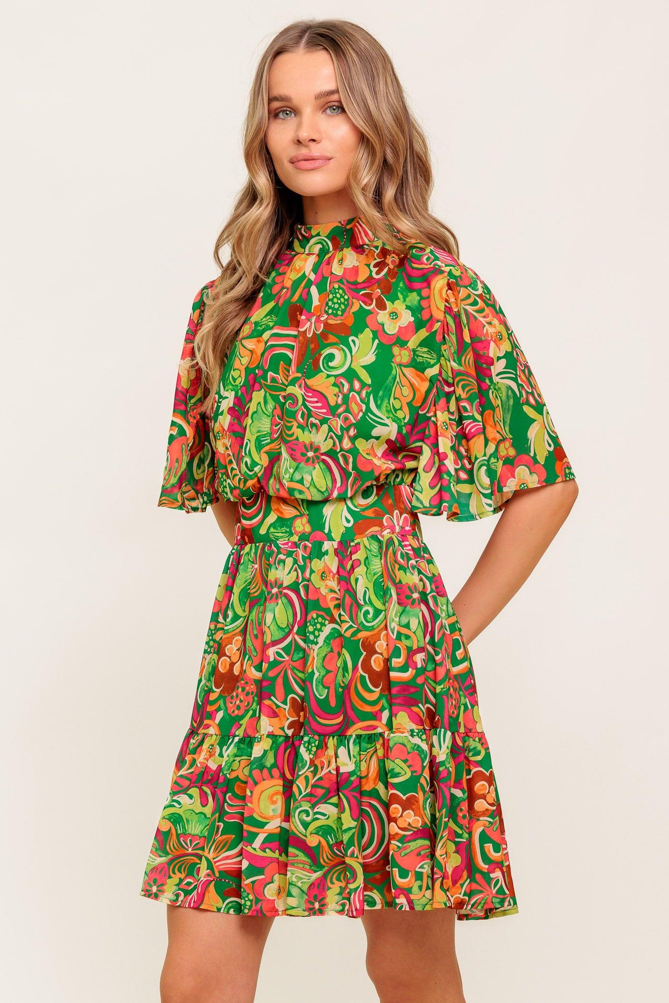 Clean Aesthetic Vibrant Woven Mini Dress DAME BOHEME