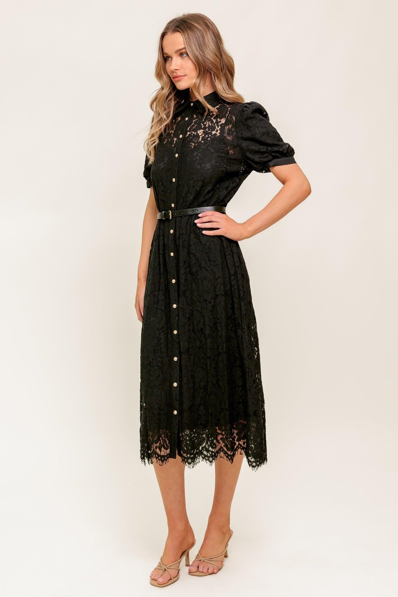 TIMID TO TENACIOUS WOVEN LACE SHIRT DRESS DAME BOHEME