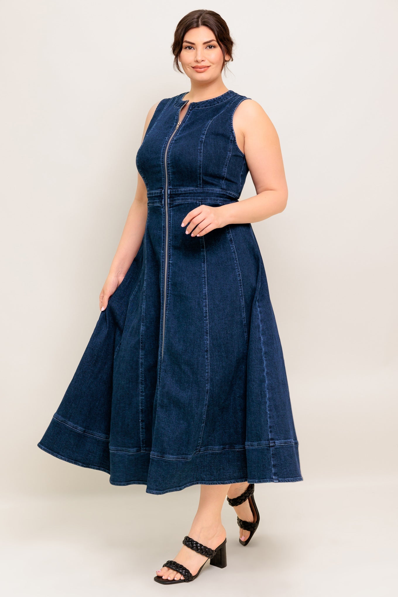 RAW BEAUTY DENIM MIDI DRESS DAME BOHEME