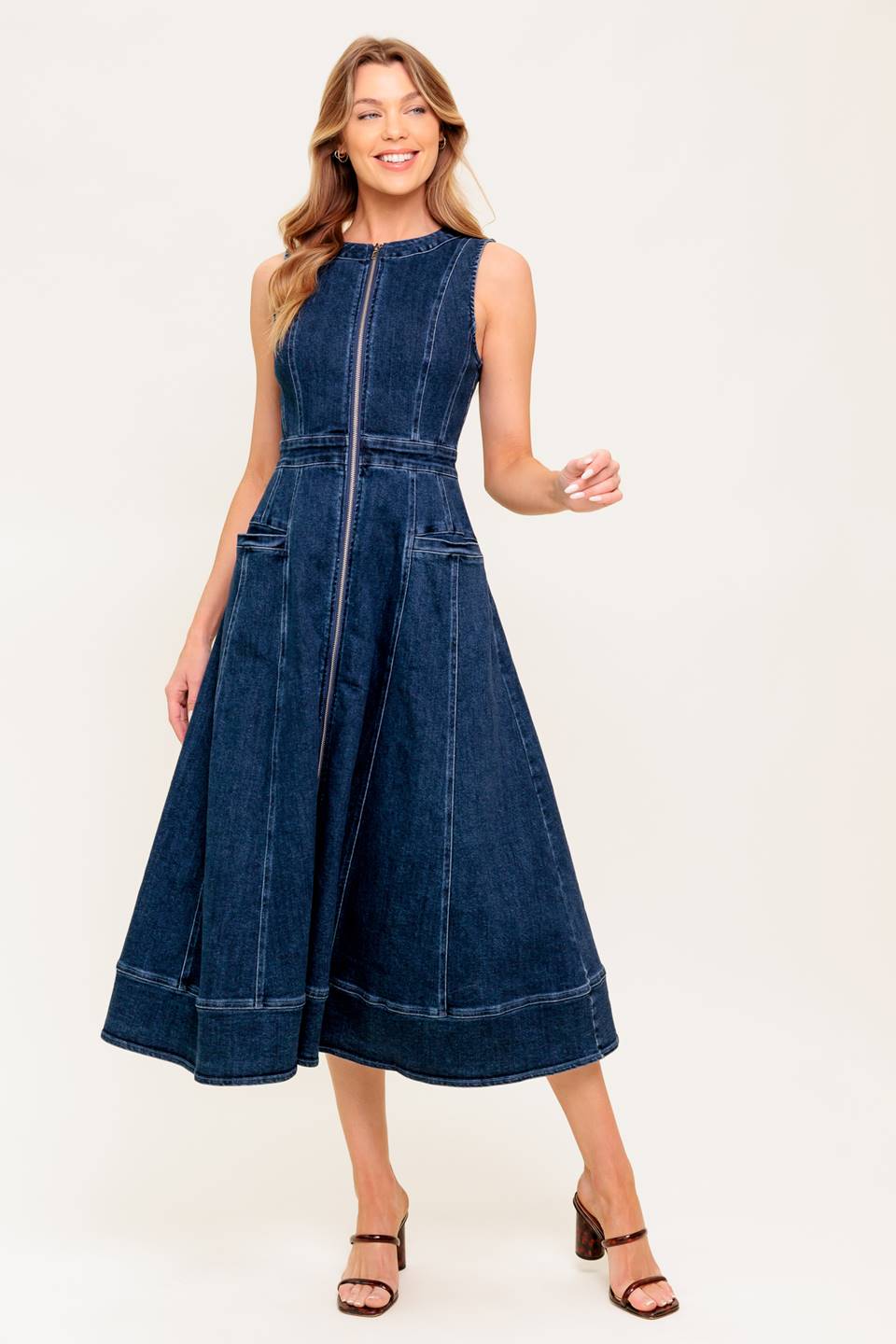 RAW BEAUTY DENIM MIDI DRESS DAME BOHEME