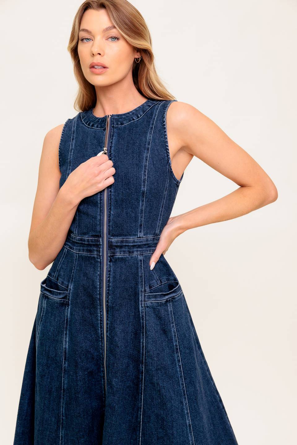 RAW BEAUTY DENIM MIDI DRESS DAME BOHEME