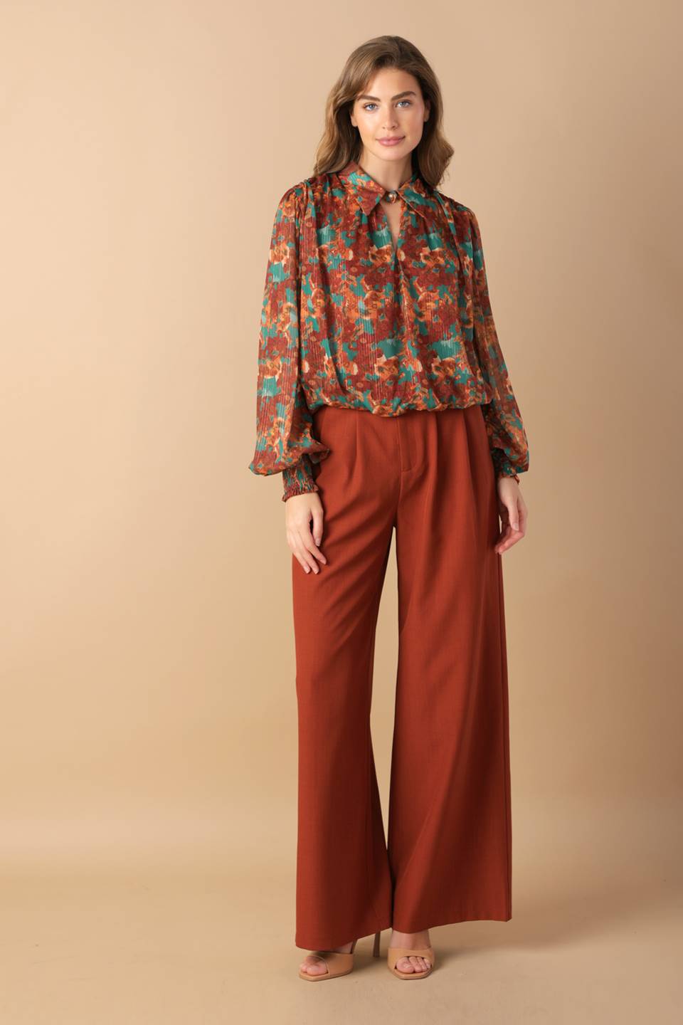 NOSTALGIC TEAL BROWN WOVEN TOP DAME BOHEME