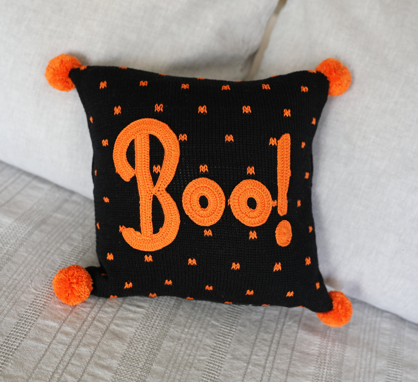Boo 10" Halloween Knit Pillow DAME BOHEME
