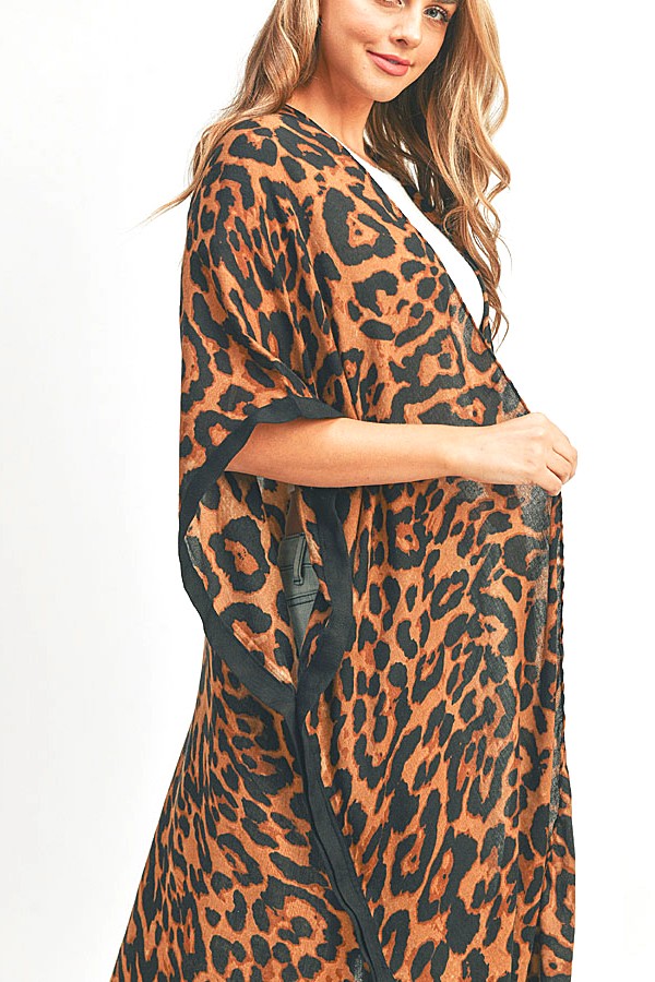 Leopard Printed Extra Long Kimono Duster Cardigan Artini Accessories