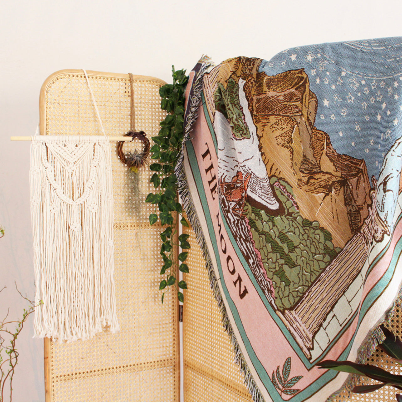 Moon Tarot Card Woven Throw Blanket DAME BOHEME