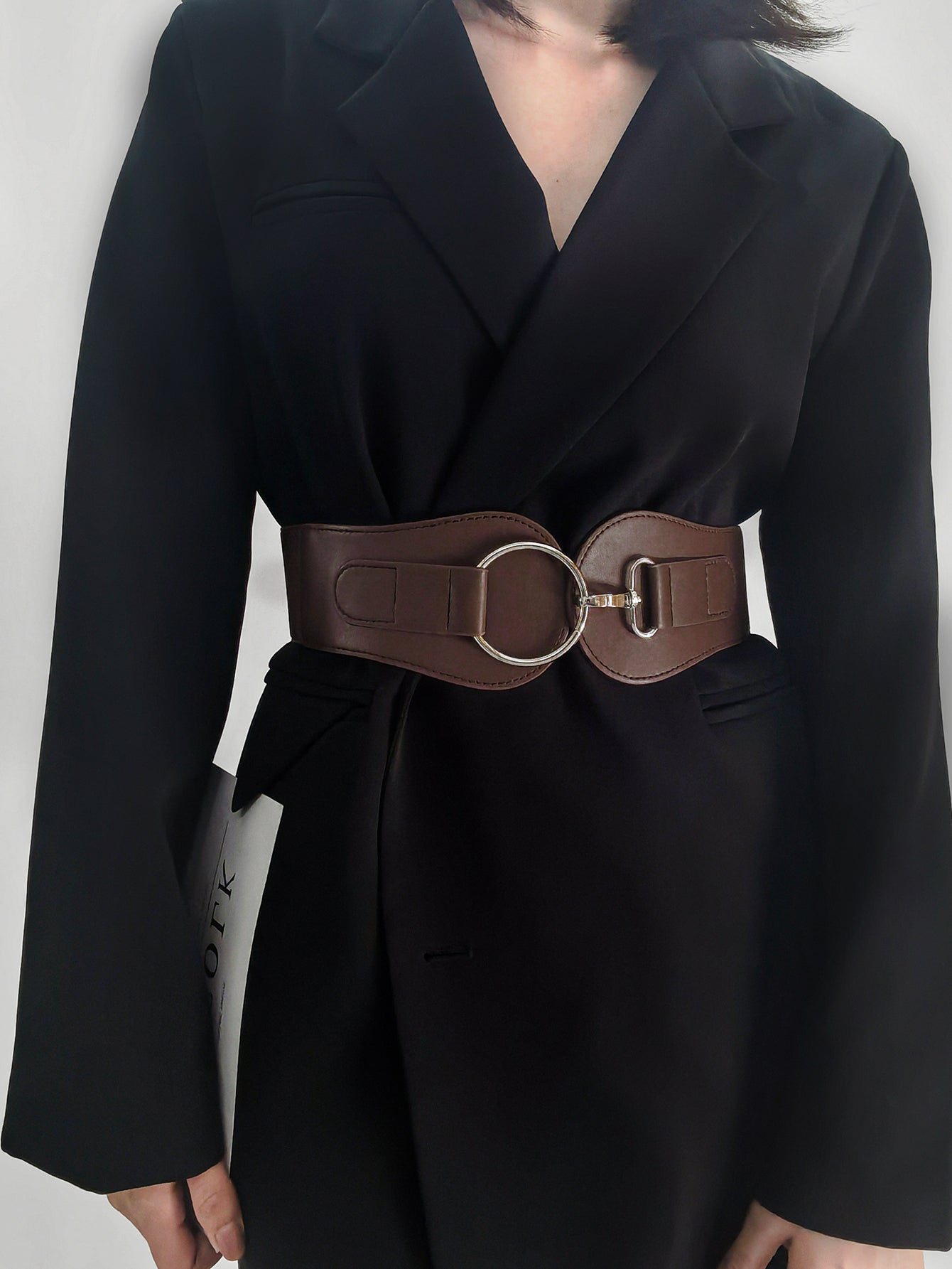 Modern PU Faux Leather Elastic Wide Belt Trendsi