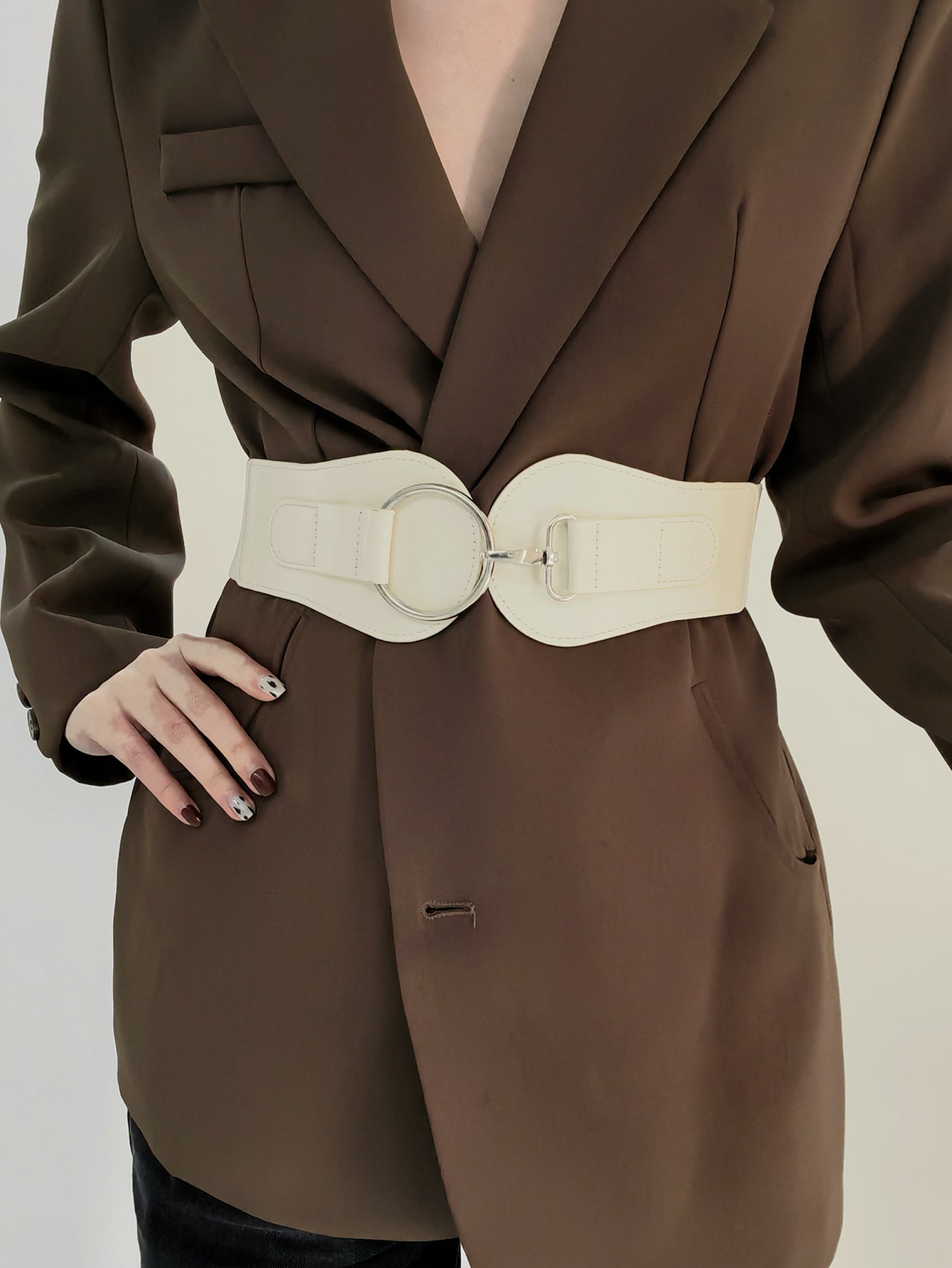 Modern PU Faux Leather Elastic Wide Belt Trendsi