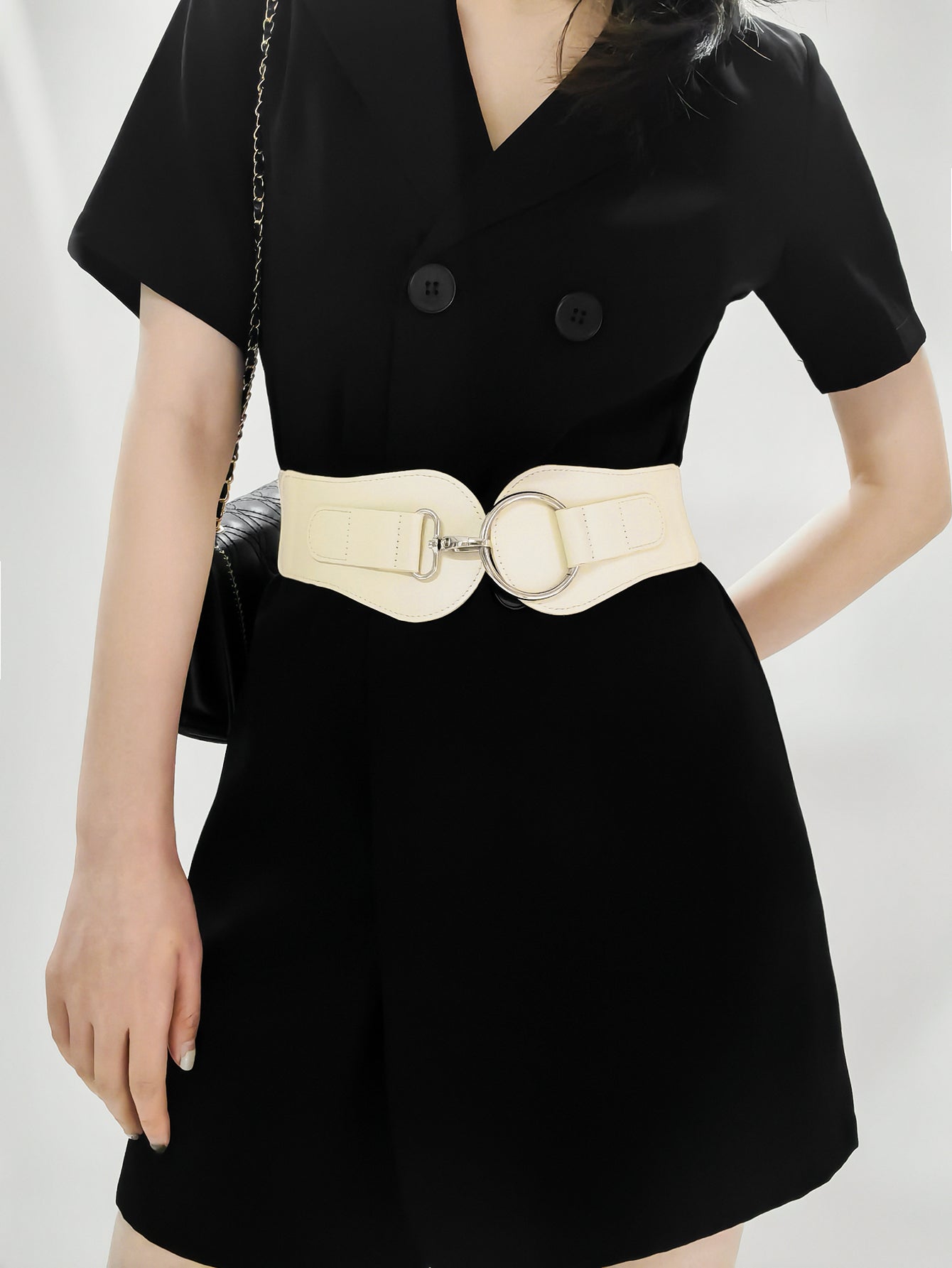 Modern PU Faux Leather Elastic Wide Belt Trendsi