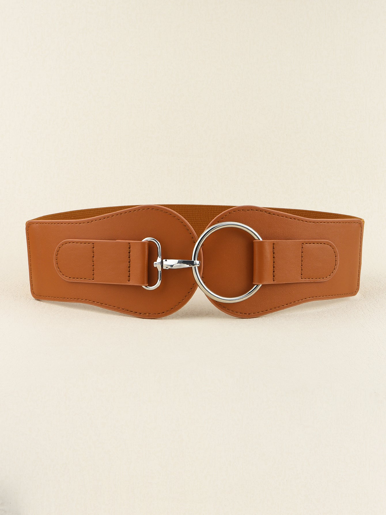 Modern PU Faux Leather Elastic Wide Belt Trendsi