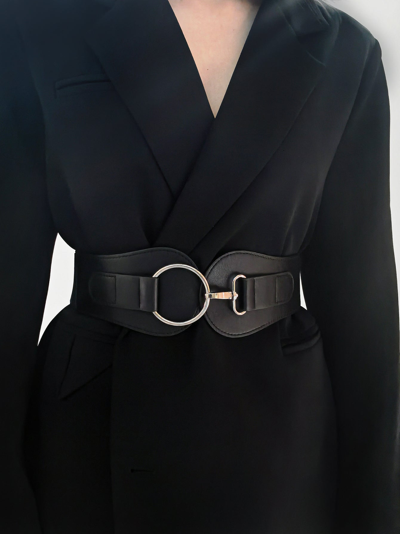 Modern PU Faux Leather Elastic Wide Belt Trendsi