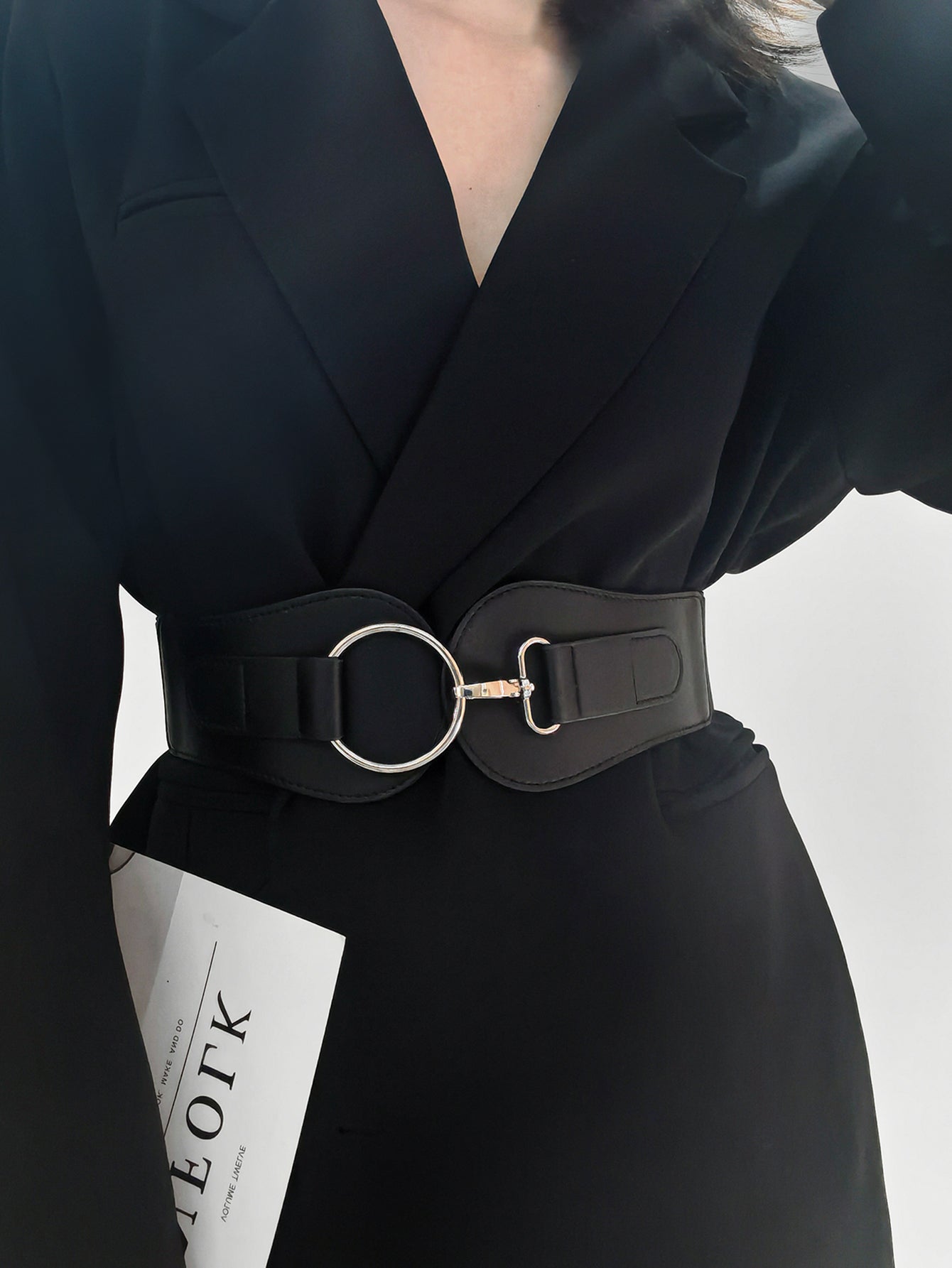 Modern PU Faux Leather Elastic Wide Belt Trendsi