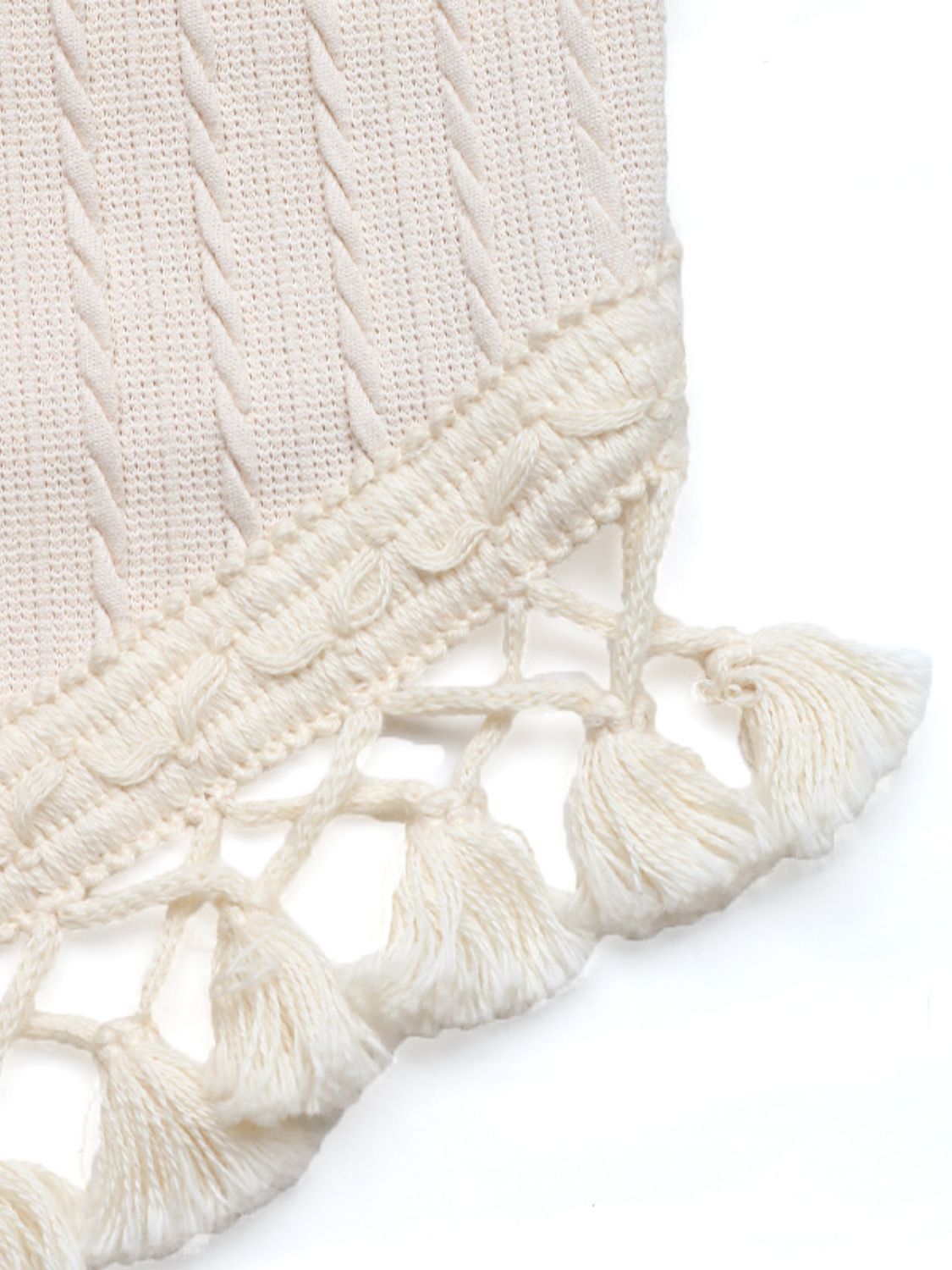 Tassel Trim Grecian Neck Cami Knit Top Trendsi